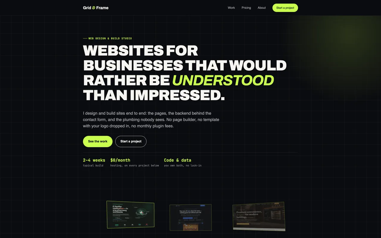 Grid & Frame homepage hero
