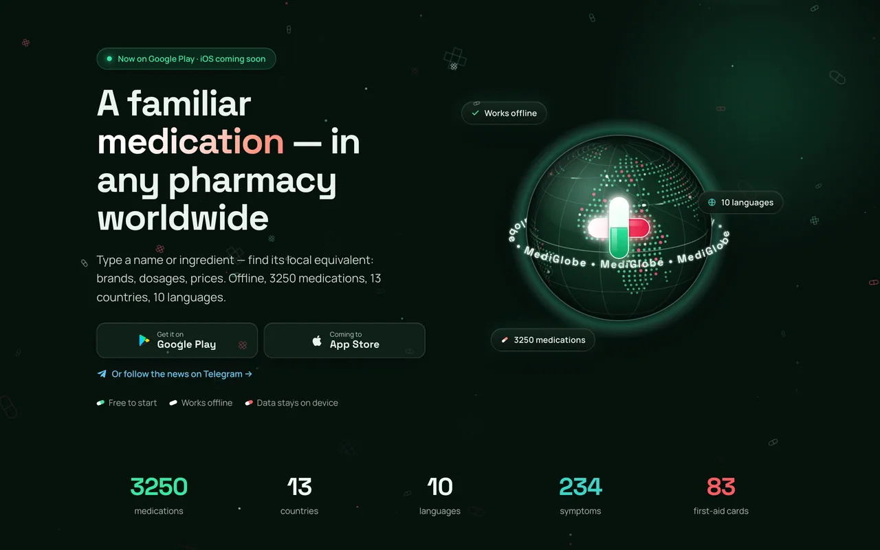 MediGlobe homepage hero